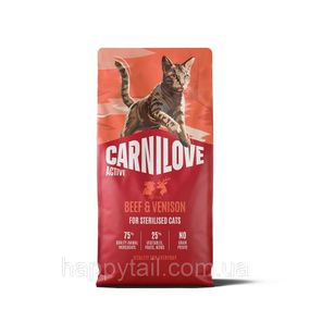 Беззерновой сухой корм Carnilove Active Beef & Venison Sterilised для стерилизованных кошек говядина и оленина 6 кг (арт. 173720)