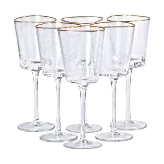 Набір з 6 келихів 350 мл, для вина із золотим обідком HP-16-22