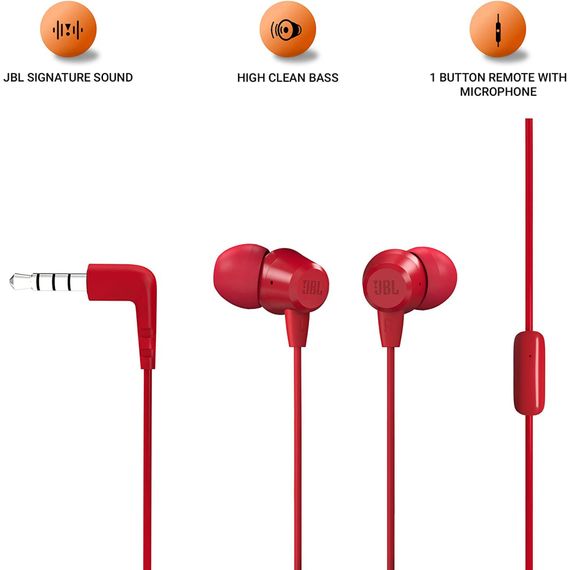 Навушники JBL C50 HI Red (JBLC50HIRED) | Зображення 1