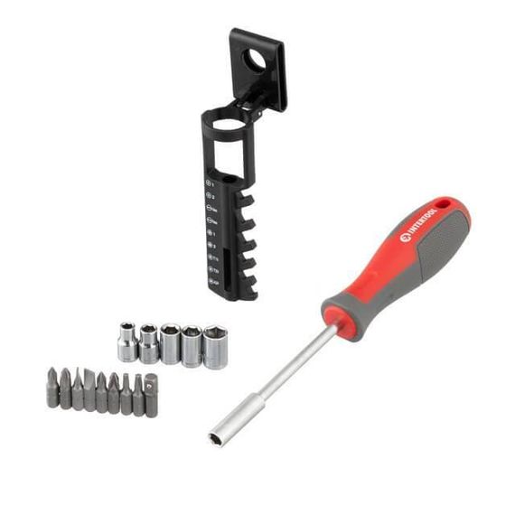 Викрутка з магнітним тримачем 1/4", 100 мм, комплект насадок 15 од. INTERTOOL VT-3343 | Зображення 2