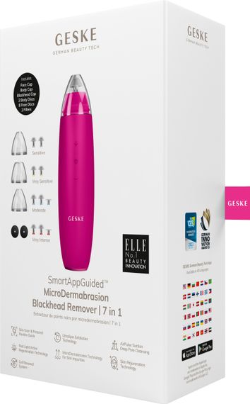 Микродермабразийное устройство для удаления черных точек GESKE MicroDermabrasion Blackhead Remover 7в1 starlight, Малиновый | Зображення 7
