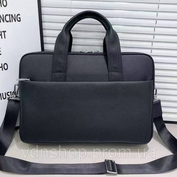 Шкіряна чоловіча ділова сумка для ноутбука 40x27x10, офісний портфель Tiding Bag 56901, чорний