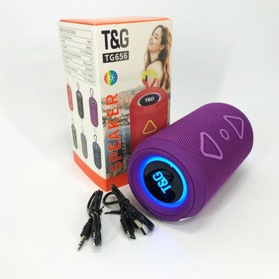 Bluetooth колонка портативна TG656 FM-радіо, потужна переносна акустична колонка. Колір: фіолетовий | Зображення 3