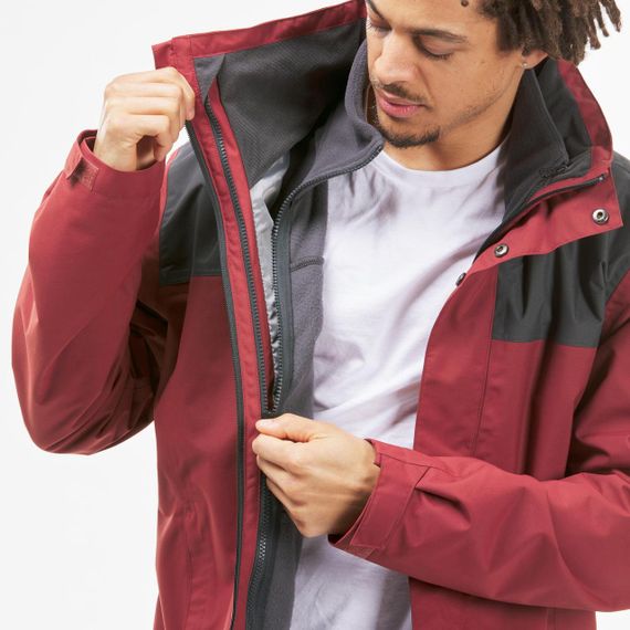 Куртка чоловіча SH100 для трекінгу 3 в 1 водонепроникна до 0°C червона - S. | Зображення 6
