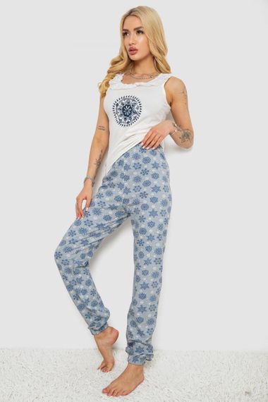 Піжама жіноча з принтом, колір молочний, 243R1484-021 | Зображення 2