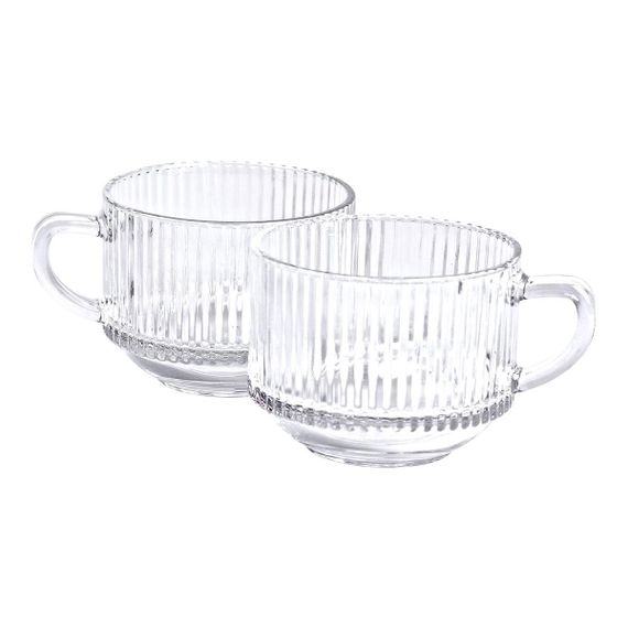 Набор чашек стеклянных прозрачных 2 шт 450 мл для горячих напитков