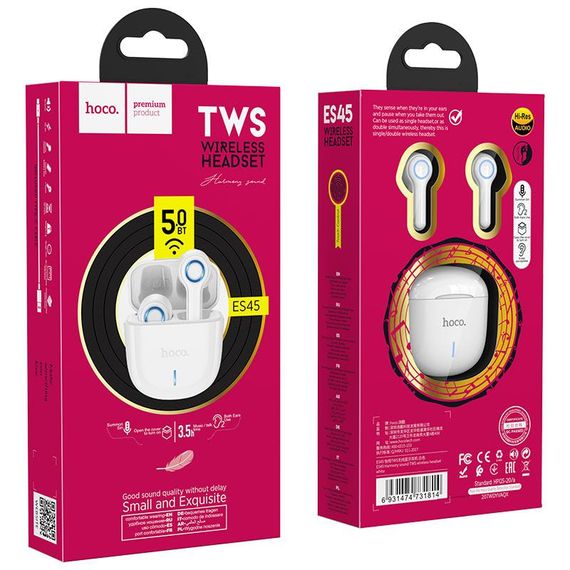 Бездротові навушники Bluetooth Hoco ES45 White | Зображення 4
