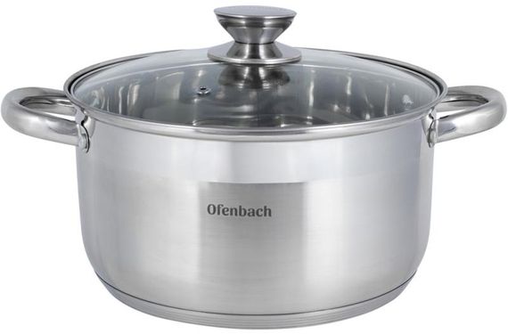 Каструля Ofenbach Casserole з нержавіючої сталі 6л зі скляною кришкою | Зображення 1