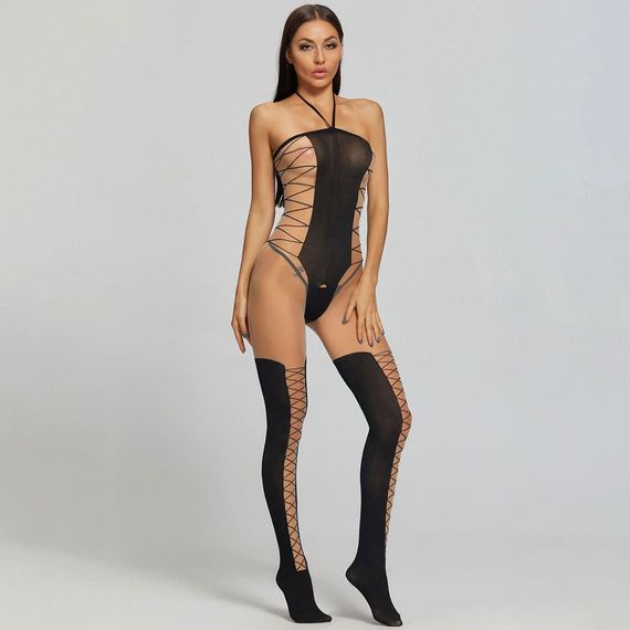 БодіСтокінг (Боді комбінезон Сітка) Babydoll 46 Бежевий 8867 | Зображення 7
