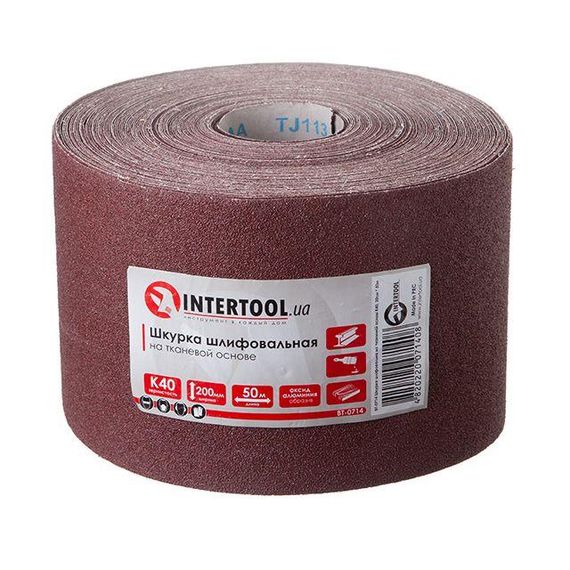 Шкірка шліфувальна на тканинній основі К40, 50 м INTERTOOL BT-0714 | Зображення 1
