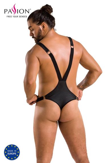 Мужское боди с люверсами Passion 028 HARRY L/XL Black, экокожа, на лямках Sex Aura | Зображення 5