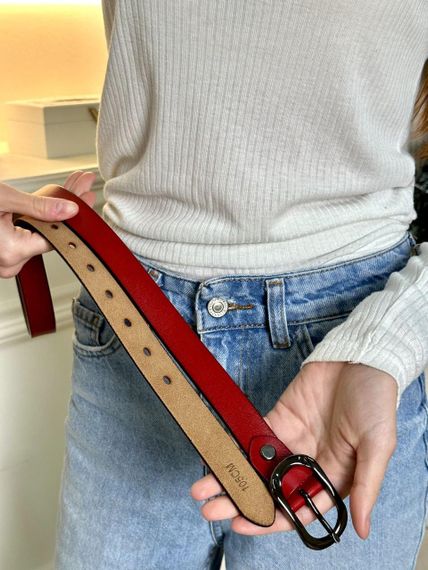 Кожаный  красный ремень | Зображення 1