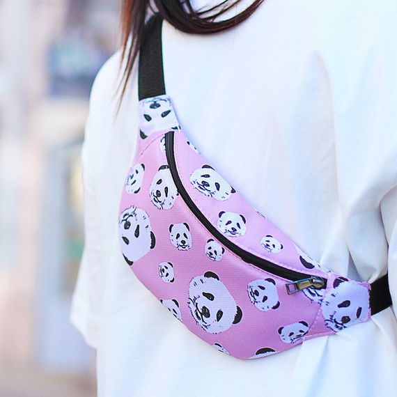 Сумка на пояс бананка Bumbag Панда 27x16 см (BB_20J007_BL)
