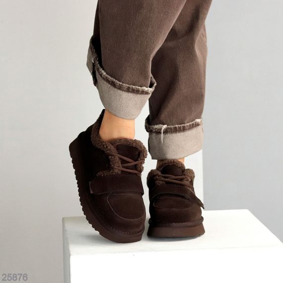 Молодежные дизайнерские зимние автоледи натуралки на липучке цвет Шоколад | Зображення 4