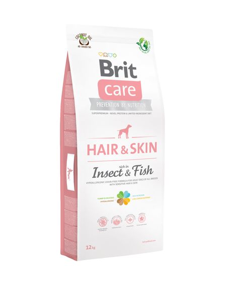 Корм Brit Care Dog Grain Free Hair & Skin Insect & Fish сухий беззерновий для чутливой шкіри та вовни для дорослих собак 12 кг
