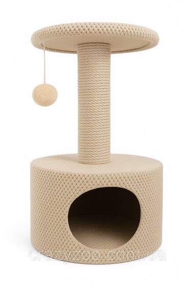 Кігтеточка для котів PolyPet Дорис будиночок круглий бежевий 40x66 см КРД/0154-21