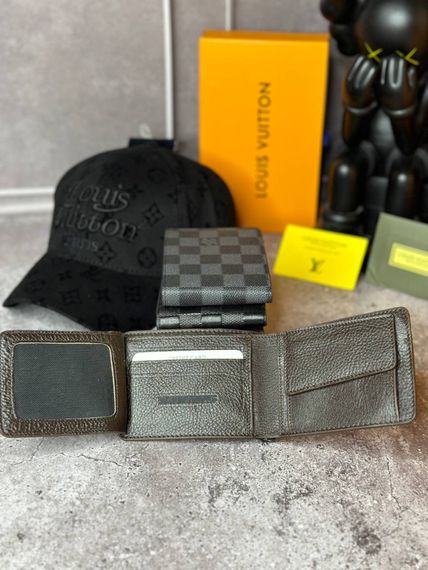 Мужской кожаный кошелек Louis Vuitton Damier Ebene коричневый k021-2 | Зображення 1