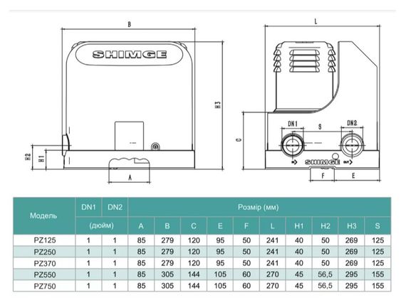 Насосна станція SHIMGE PZ370, Hmax 32 м, Qmax 45 л/хв | Зображення 5