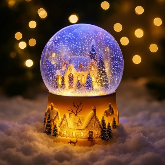 Новорічна сніжна куля «Будинок у Кулі» 15 см з LED, на Батарейках (XHF-8093) | Зображення 2