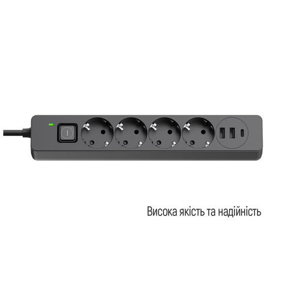 Мережевий фільтр живлення ColorWay CW-CHE435PDB, 4 розетки/3USB 5M (CW-CHE435PDB) | Зображення 5