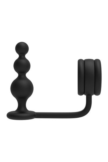 Кольцо для пениса Dream Toys Ramrod с анальной пробкой в форме шара, черное sexstyle | Зображення 5