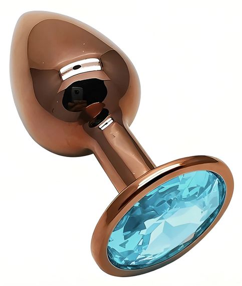 Анальна пробка EGZO Dark Gold Aqua S з кристалом, металева, гладка, анатомічна Sex Aura | Зображення 1