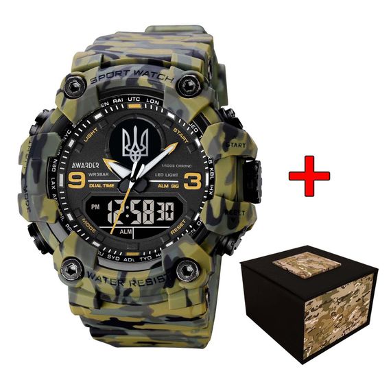 Чоловічий годинник Awarder 001 Тризуб срібло Camo Green