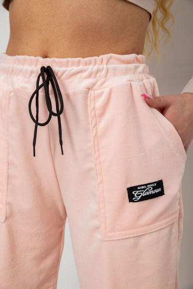 Штаны женские велюровые  -уценка, цвет персиковый, 238R58473-U-46 | Зображення 4