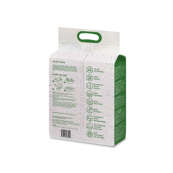 Рослинний гіпоалергенний наповнювач для котячого туалету з алоє віра Velvet Paw TOFU, 6 л | Зображення 1