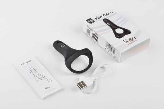 Двойное эрекционное кольцо Fun Town Rise Black, управление со смартфона | Зображення 4