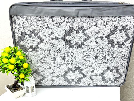 Жакардовый чохол на диван + 2 крісла Damask зі спідницею, білий | Зображення 1