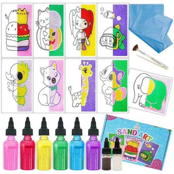 Дитячий набір для творчості картини з піску 9 в 1 KP-004 на картоні