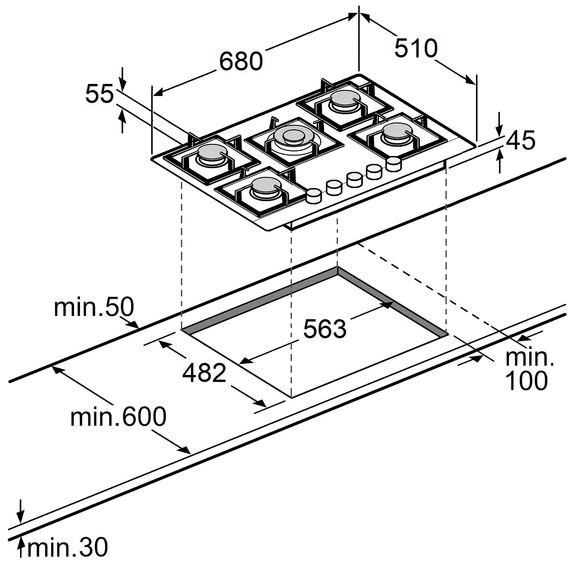 Варильна поверхня газова Fabiano FHG 8655 VGHT Inox 8112.406.1478 | Зображення 3