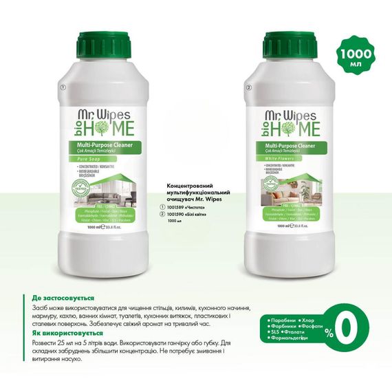 Концентрований мультифункціональний очищувач Farmasi Mr. Wipes "Білі квіти" 1000 мл | Зображення 5