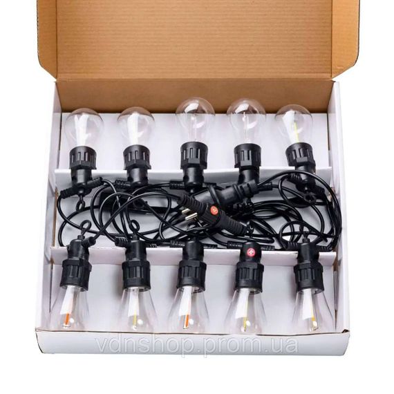 Гірлянда вулична у стилі ретро світлодіодна мультиколор S14 на 10 LED ламп завдовжки 5 метрів S14ML | Зображення 8