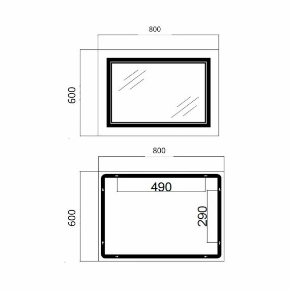 Дзеркало Qtap Cardinal (CA1) 800х600 з LED-підсвіткою Touch, з антизапотіванням, з димером, темп. кольору (3000-6500K) Reverse | Зображення 1