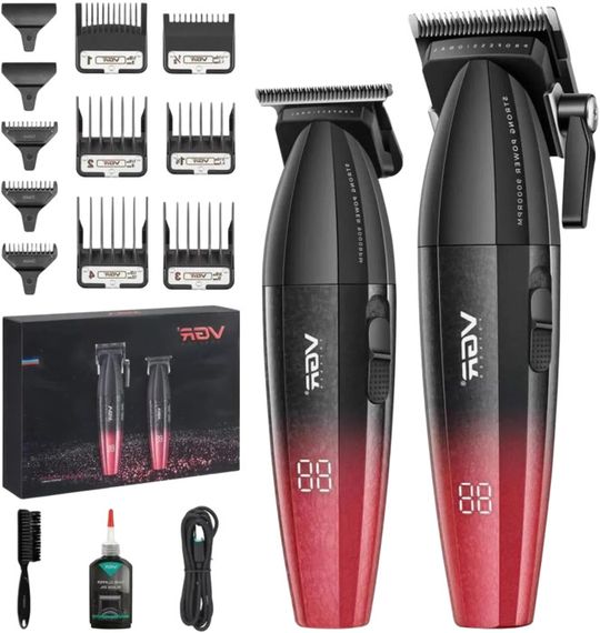 Комплект VGR 2 в 1 V-640 RED акумуляторна машинка для стрижки clipper та тример (45691-V-640_1888)