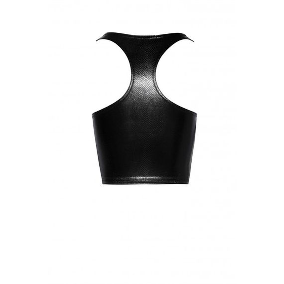 Топ еротичний вініловий зі зміїним тисненням розмір L F275 Noir Handmade, чорний Sex Aura | Зображення 4