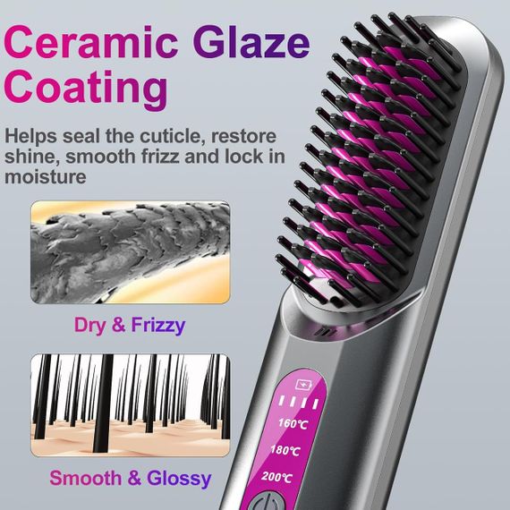Бездротова щітка-випрямляч для волосся Homely Life — 5000 мА·год, компактна, з керамічним покриттям | Зображення 6