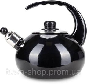 Чайник эмалированный Kamille "Boiling Water" 2.5л со свистком, черный глянец KM-1039A