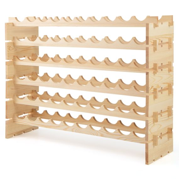 Стелаж винний Costway Modular Pine дерев'яний на 60 пляшок | Зображення 5