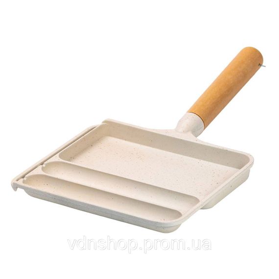 Сковорода прямокутна на 3 секції з антипригарним покриттям бежева HP39572W