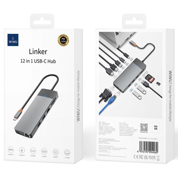 Переходник HUB WIWU Linker Series 12 in 1 Pro Grey | Зображення 5