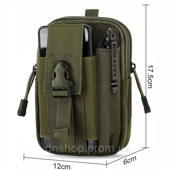 Тактична сумка - сумка для телефону, система MOLLE органайзер тактичний з кордури. Колір: хакі IL-28 | Зображення 3