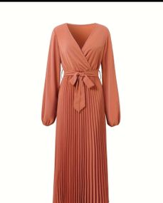 👗 Сукня жіноча плісирована максі з запахом, теракотова, розмір XL