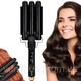 Потрійна плойка для завивки волосся VGR V-591 три хвилі діаметром 25 мм потужністю 125 Вт
