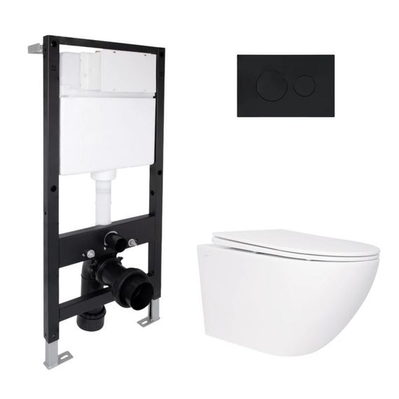 Готове рішення Qtap для ванної кімнати: підвісний унітаз Jay Rimless 520x360x320 + комплект інсталяції Standard (кругла клавіша