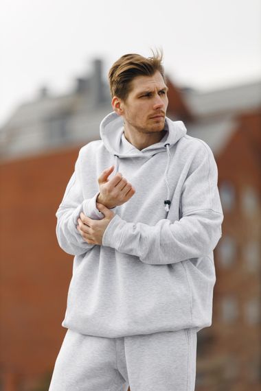 Костюм теплий чоловічий oversize сірий | Зображення 3