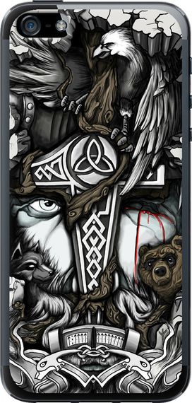 Чехол на iPhone SE Тату Викинг "4098u-214-17620"