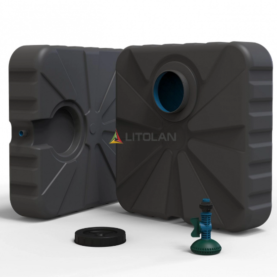 Душ літній 50л 600*600*165мм 3 шари чорний LITOLAN | Зображення 1